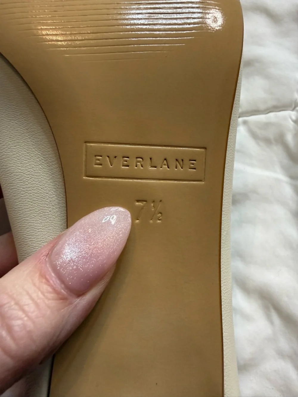 Everlane The Day Heel Bone Leather Block Heel Slip On Size 7.5 Sustainable NWOB